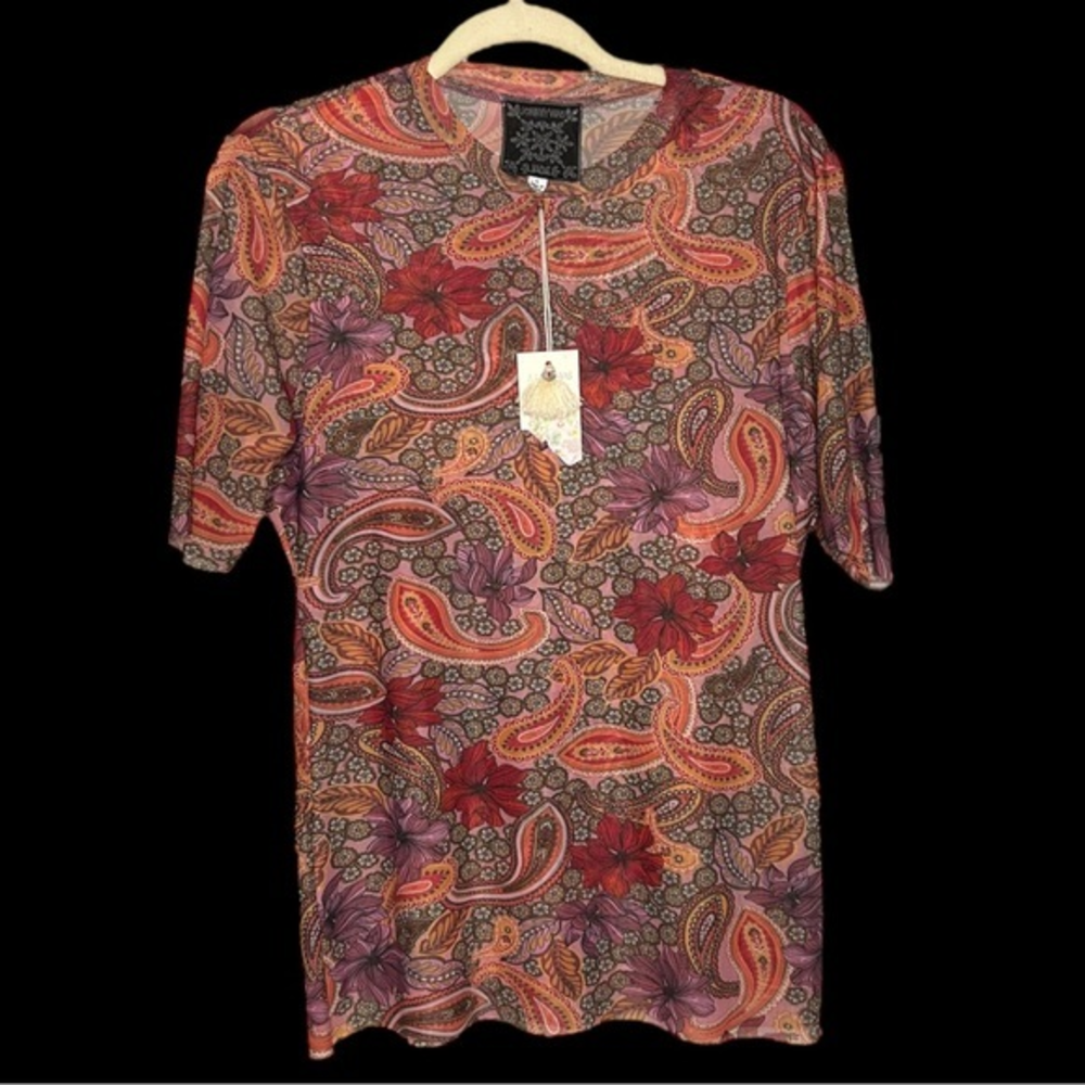 NWT Johnny‎ Was Jade Paisley & Floral Patterned Top Size Large